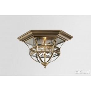 North Wahroonga Traditional Brass Made Flush Mount Ceiling Light Elegant Range Citilux