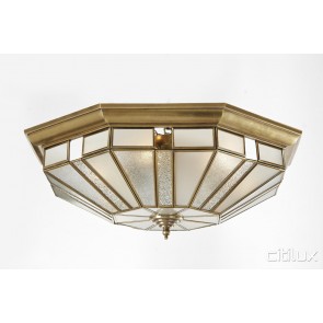 Oatley Traditional Brass Made Flush Mount Ceiling Light Elegant Range Citilux