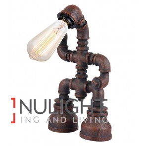 TABLE LAMP ES 25W AGED IRON PIPE H370mm x W220mm (Carbon filament globe incl) CLA
