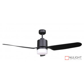 ASHTON - 52 inch 1300mm ABS 3 Blade Ceiling Fan in Matte Black with 15-18w LED Light (1500Lm, 3000K Warm White) VTA