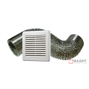 100mm Ducting Kit including 3m Aluminium Ducting and Fixed Exterior Grille VTA
