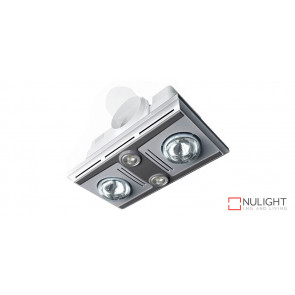 GARRISON 2 - 2 Light 3 in 1 Bathroom Heat Exhaust 2 x 375w With 2 x LED Centre Lights (4000K NW)- Silver VTA
