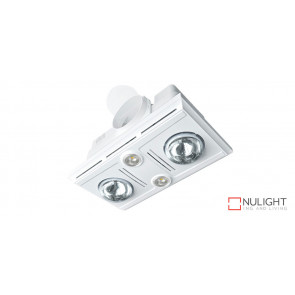 GARRISON 2 - 2 Light 3 in 1 Bathroom Heat Exhaust 2 x 375w With 2 x LED Centre Lights (4000K NW) - White VTA