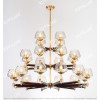 American Full Copper Wood Glass Large Chandelier Citilux