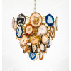 Colored Natural Agate Stainless Steel Titanium Chandelier Citilux